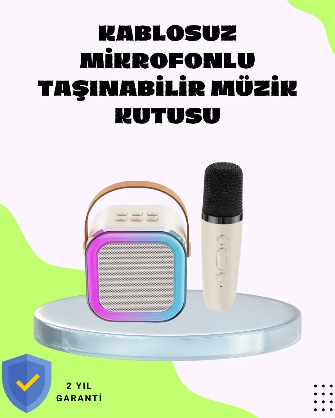 Mey İthalat® Taşınabilir Karaoke Mikrofon Seti Bluetooth Hoparlör
