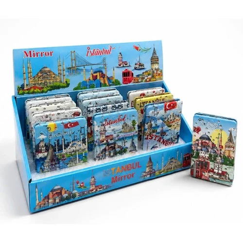 Mey İthalat® Taşlı İstanbul Temalı İnce El Aynası