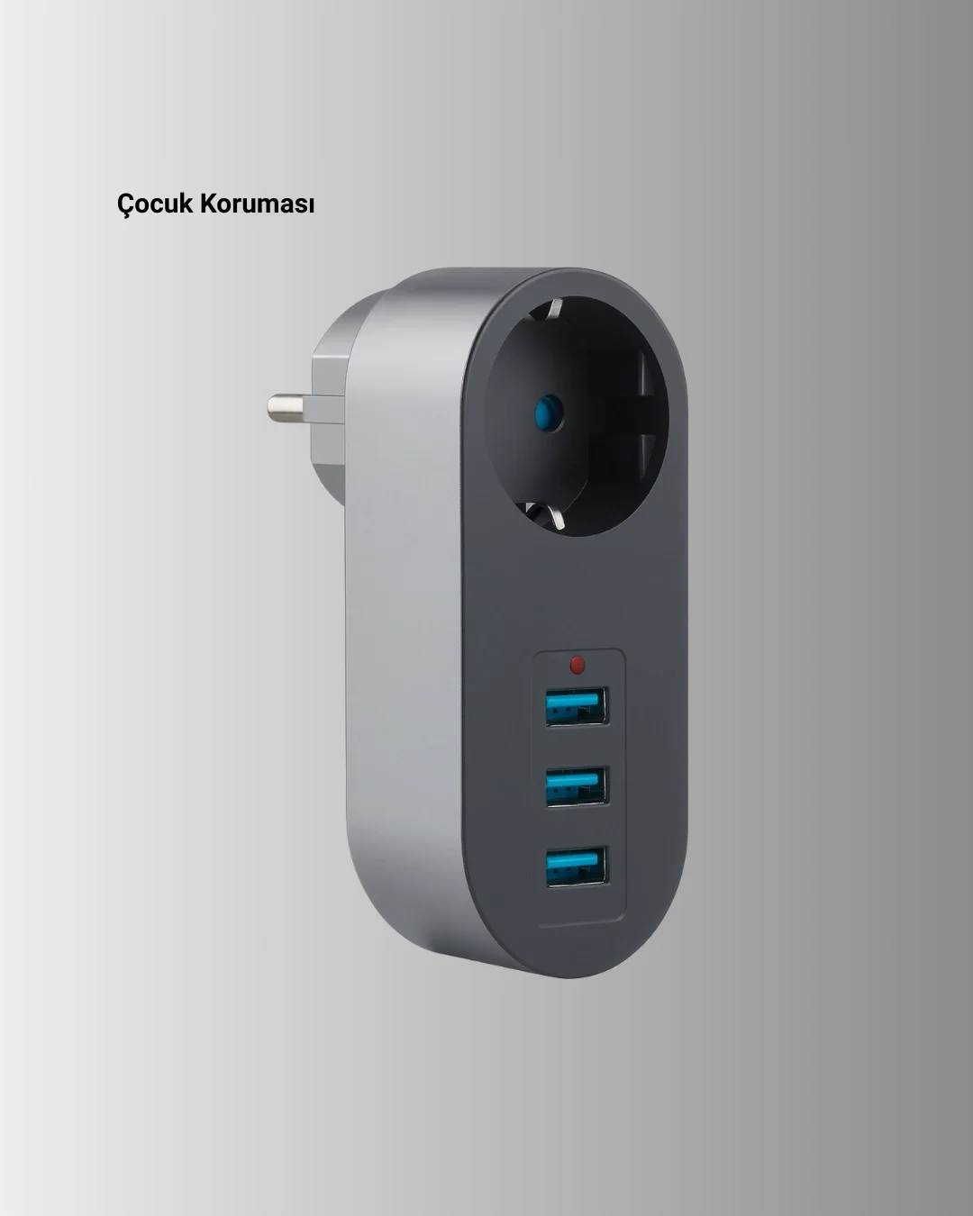 Mey İthalat® Termal Akım Korumalı 3 USB'li Güvenli Priz – Akıllı 