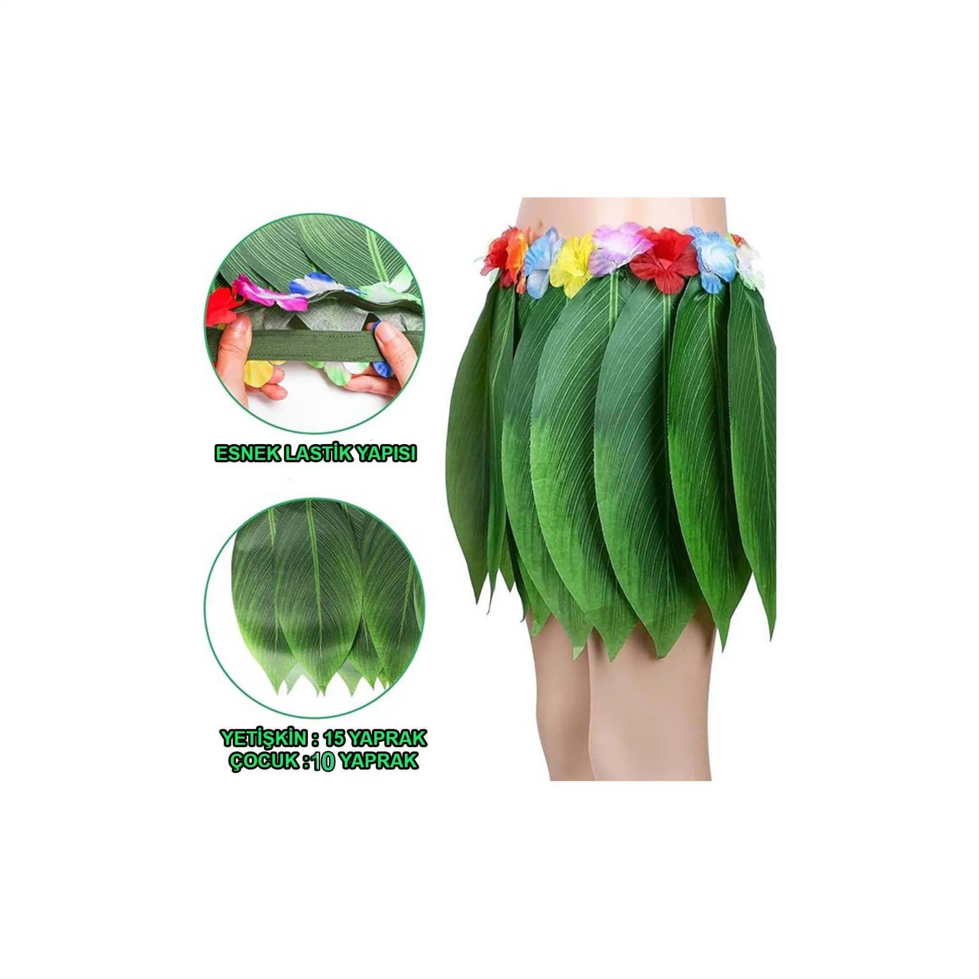 Mey İthalat® Tropikal Esintili Hawaii Yapraklı Parti Eteği Çocuk 