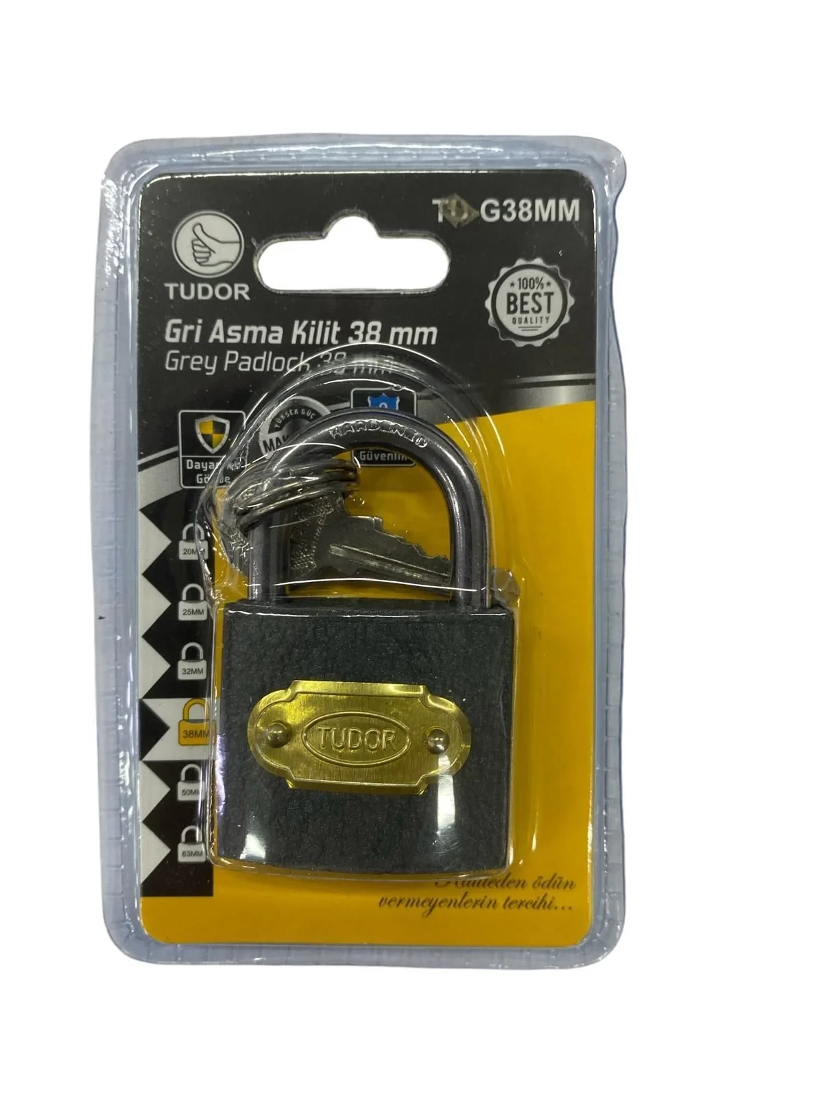Mey İthalat® Tudor 38 mm Kısa Gri Asma Kilit