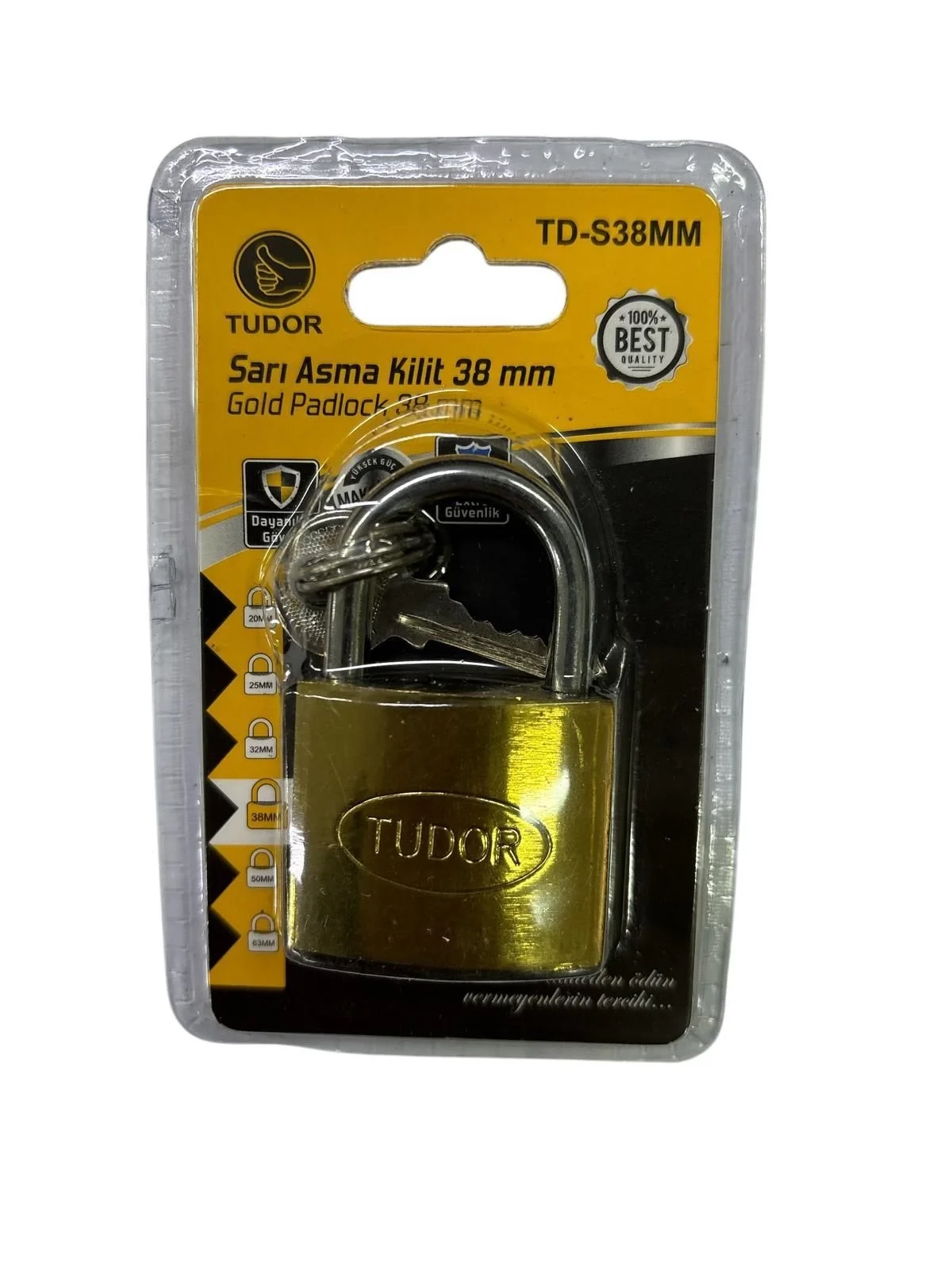 Mey İthalat® Tudor 38 mm Kısa Sarı Asma Kilit