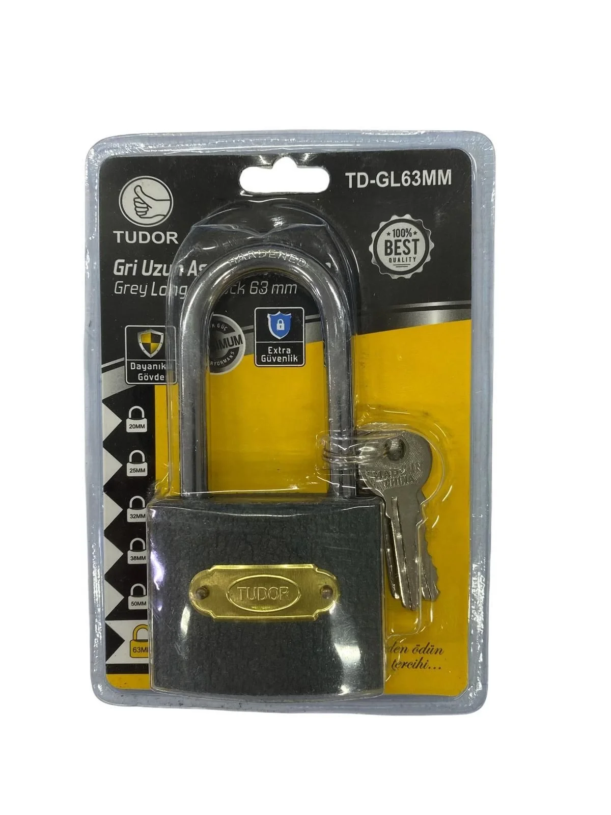 Mey İthalat® Tudor 63 mm Uzun Gri Asma Kilit