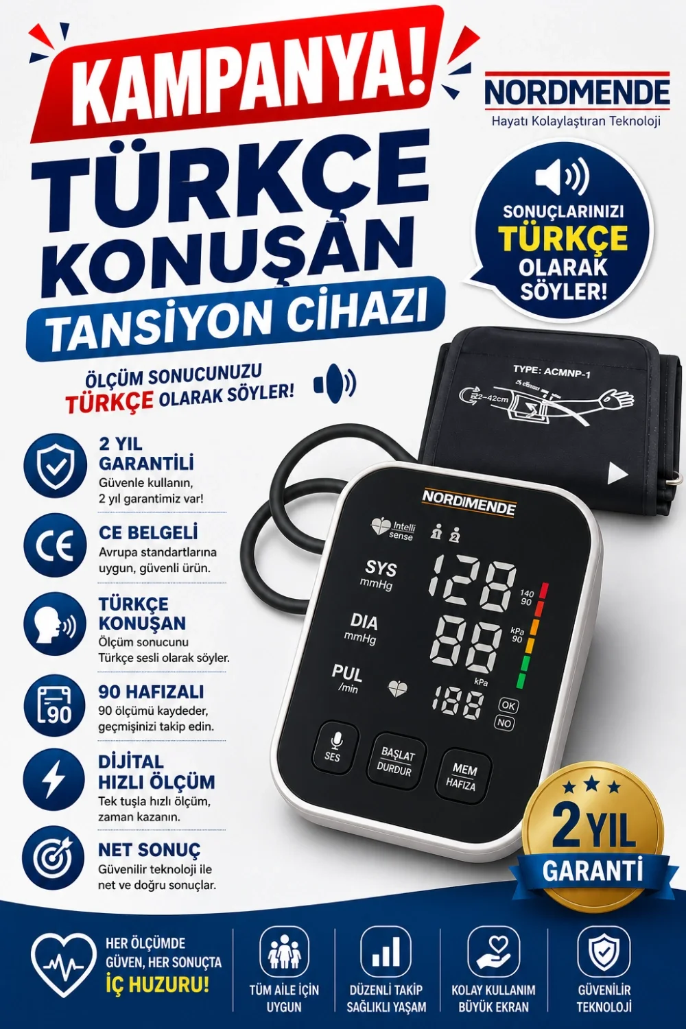 Mey İthalat® Türkçe Konuşan Şarjlı Dijital Tansiyon Aleti | Büyük Mey İthalat® Türkçe Konuşan Şarjlı Dijital Tansiyon Aleti | Büyük