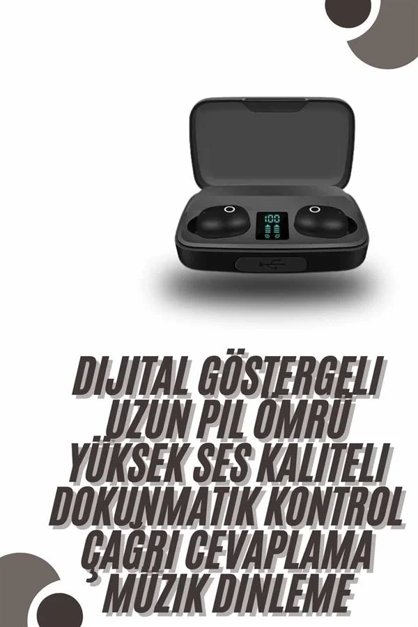 Mey İthalat® TWS Bluetooth Kulaklık 5.0 Bluetooth Bağlantılı Doku