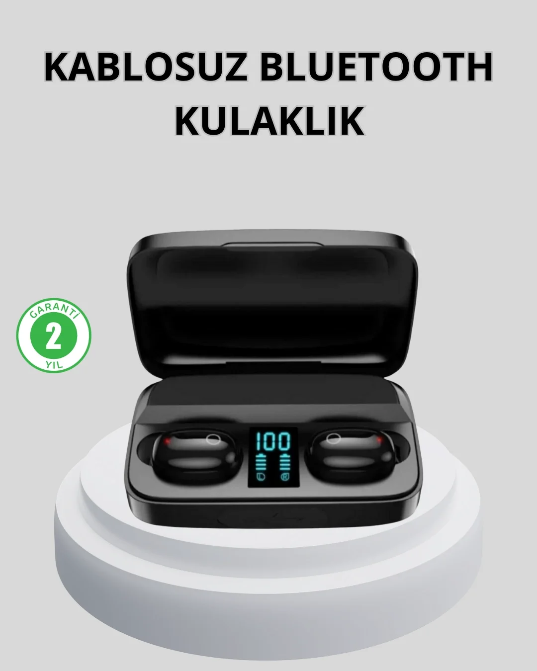 Mey İthalat® TWS Bluetooth Kulaklık 1800mAh Şarj Kutulu Dijital E