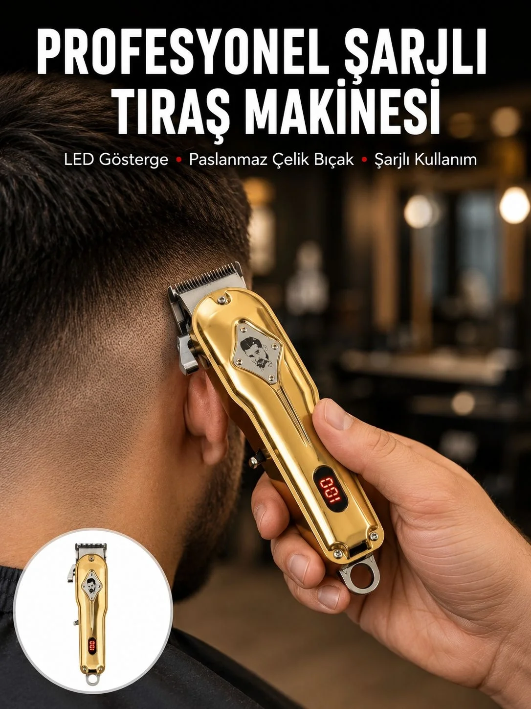 Mey İthalat® Type-C Şarjlı LCD Ekranlı Profesyonel Saç Sakal Tıra