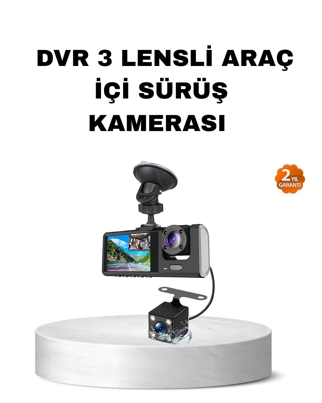 Mey İthalat® Üç Kameralı Araç İçi Kayıt Sistemi Full HD Gece Görü