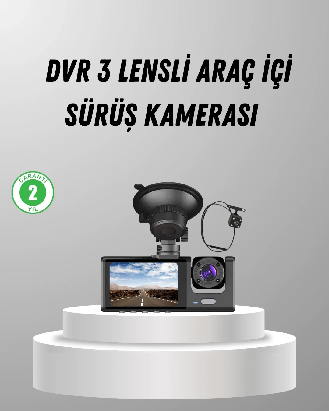 Mey İthalat® Üç Kameralı Araç DVR Full HD Gece Görüşlü ve 2 inç I