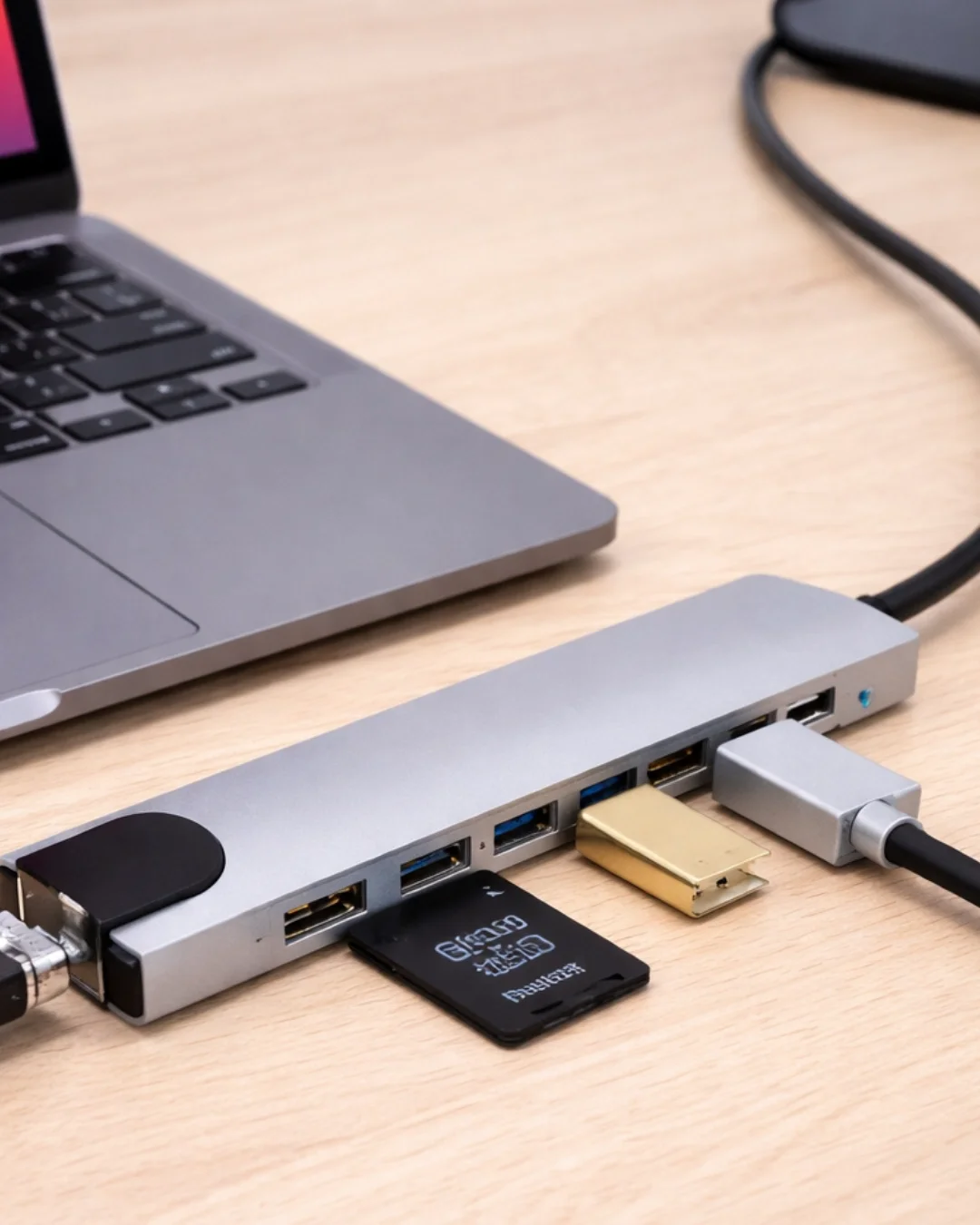 Mey İthalat® USB C Çoklu Port Adaptör HDMI USB Ethernet SD Kart H