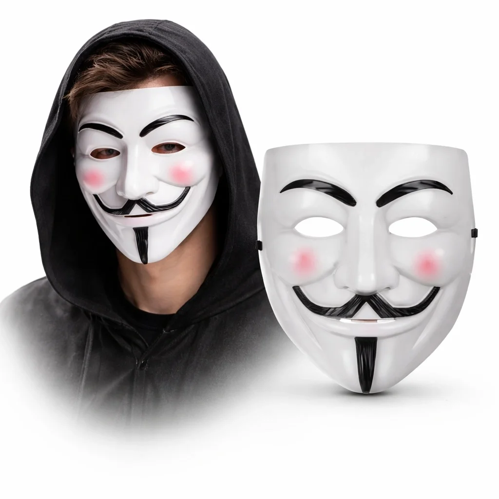 Mey İthalat® V Mask Premium Vendetta Beyaz Maske (Guy Fawkes Stil