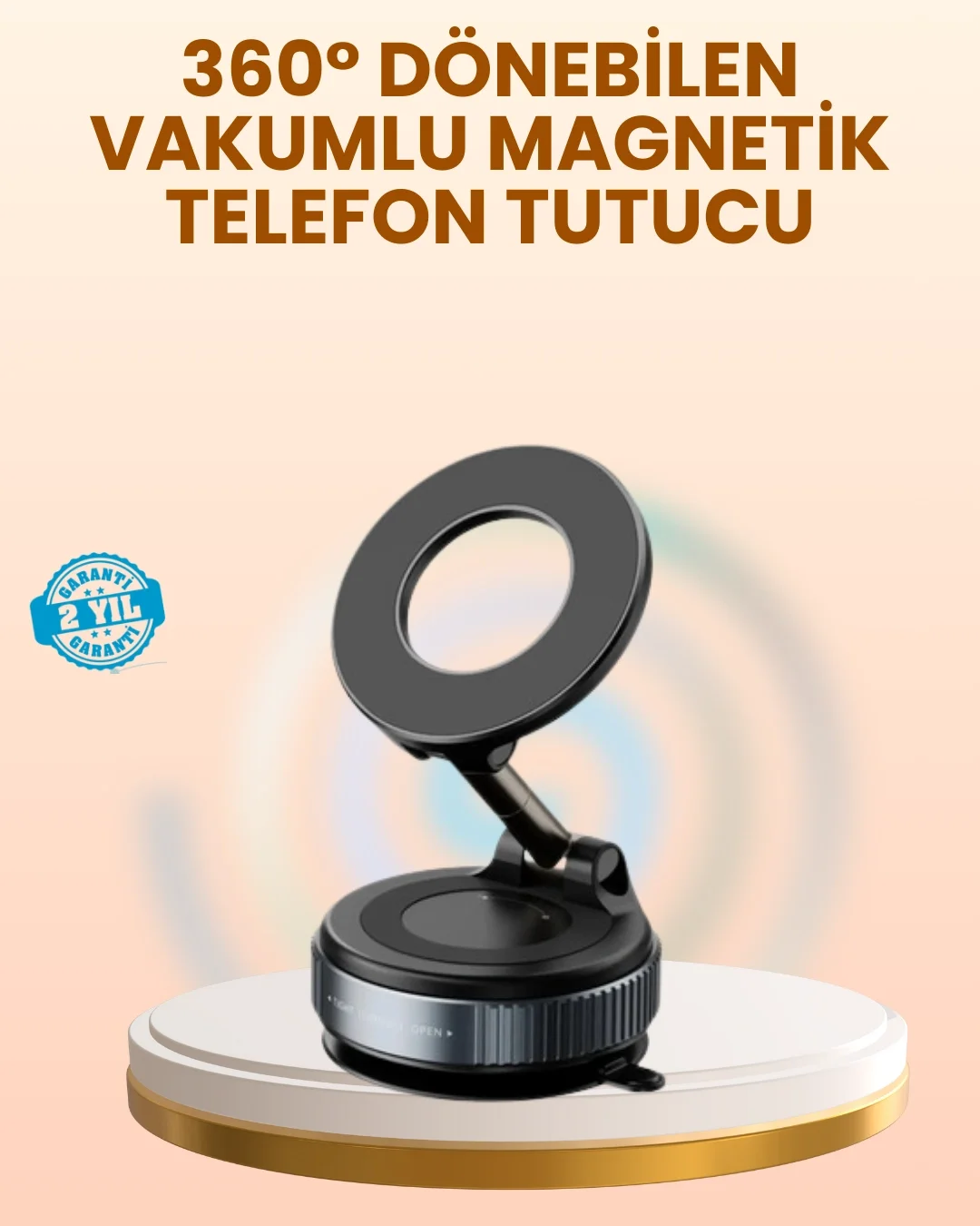 Mey İthalat® Vakumlu Manyetik Araç Telefon Tutucu Güçlü Tutuş