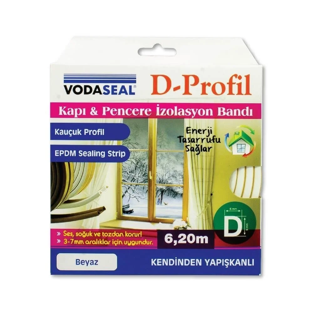 Mey İthalat® Vodaseal Kapı ve Pencere İzolasyon Bandı Beyaz 6,20 