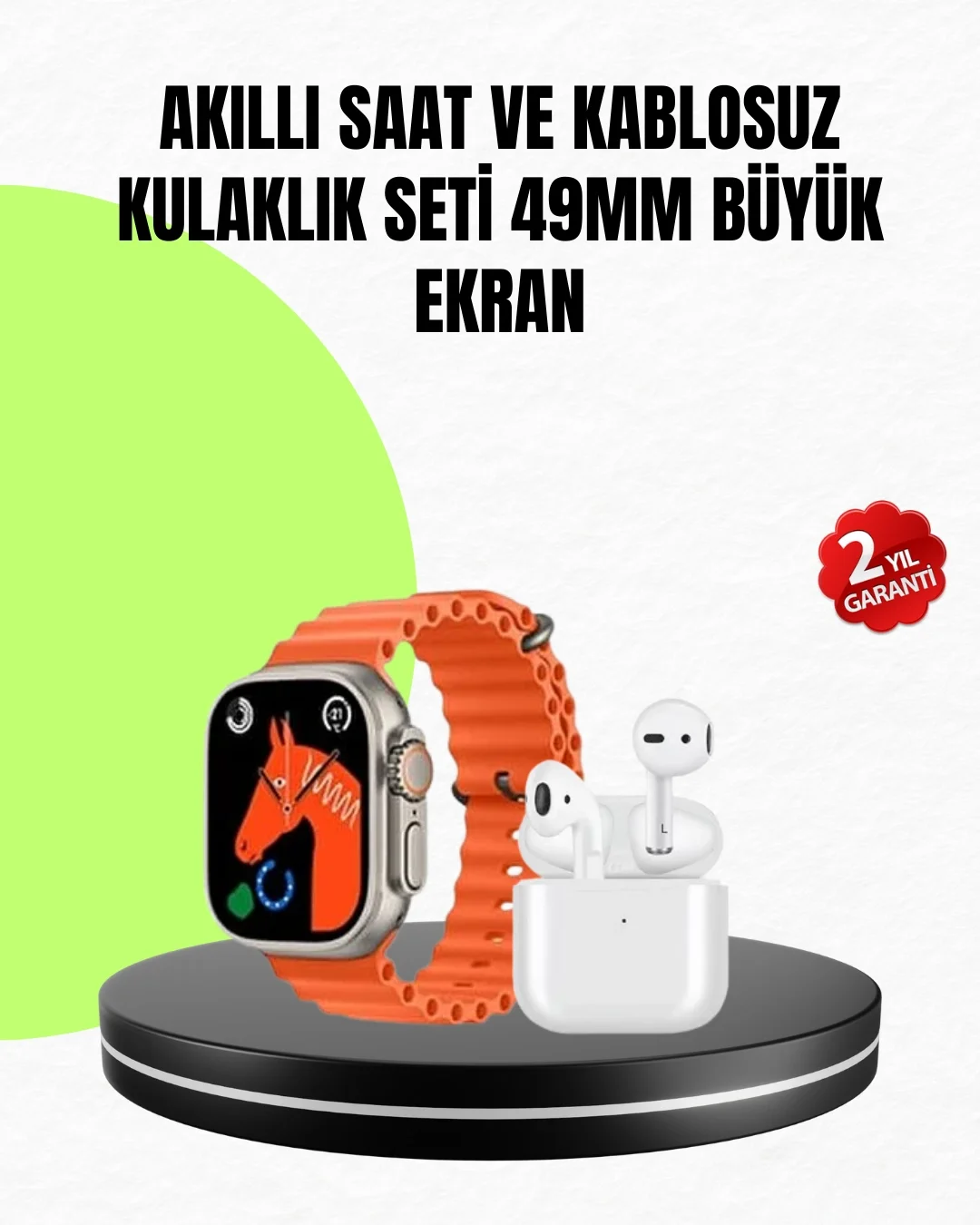 Mey İthalat® Watch 9 Max Akıllı Saat Seti 2 Kordonlu Kablosuz Kul