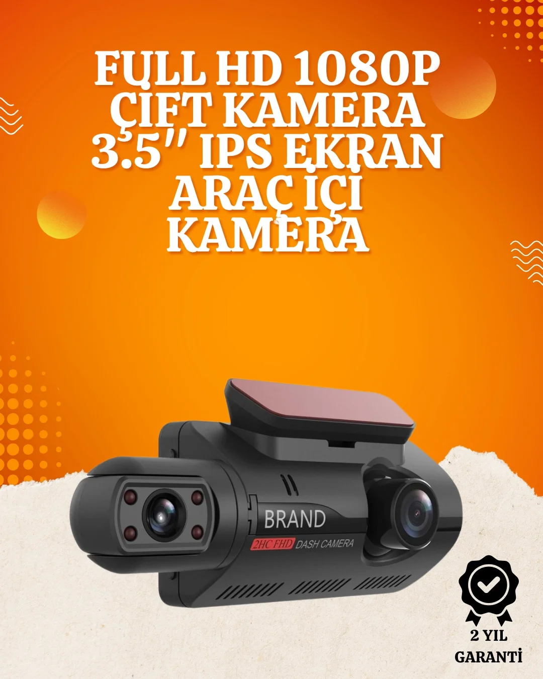 Mey İthalat® WiFi Destekli Araç Kamerası – 3 inç Ekran, 1080P Ön 
