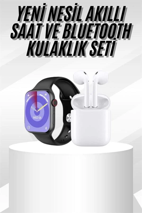 Mey İthalat® Yeni Nesil Akıllı Saat Ve Kulaklık Seti Gümüş Kasa Z