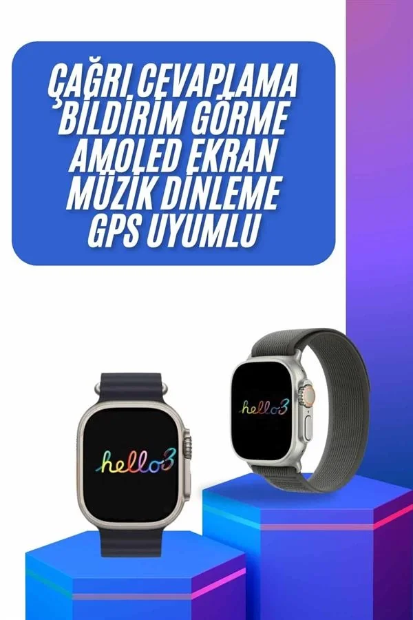 Mey İthalat® Yeni Nesil 3 Kordonlu Kol Saati 49 MM Amoled Ekran A