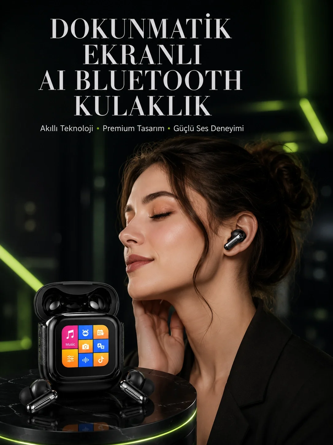 Mey İthalat® Yeni Nesil AI Bluetooth Kulaklık Akıllı Dokunmatik E