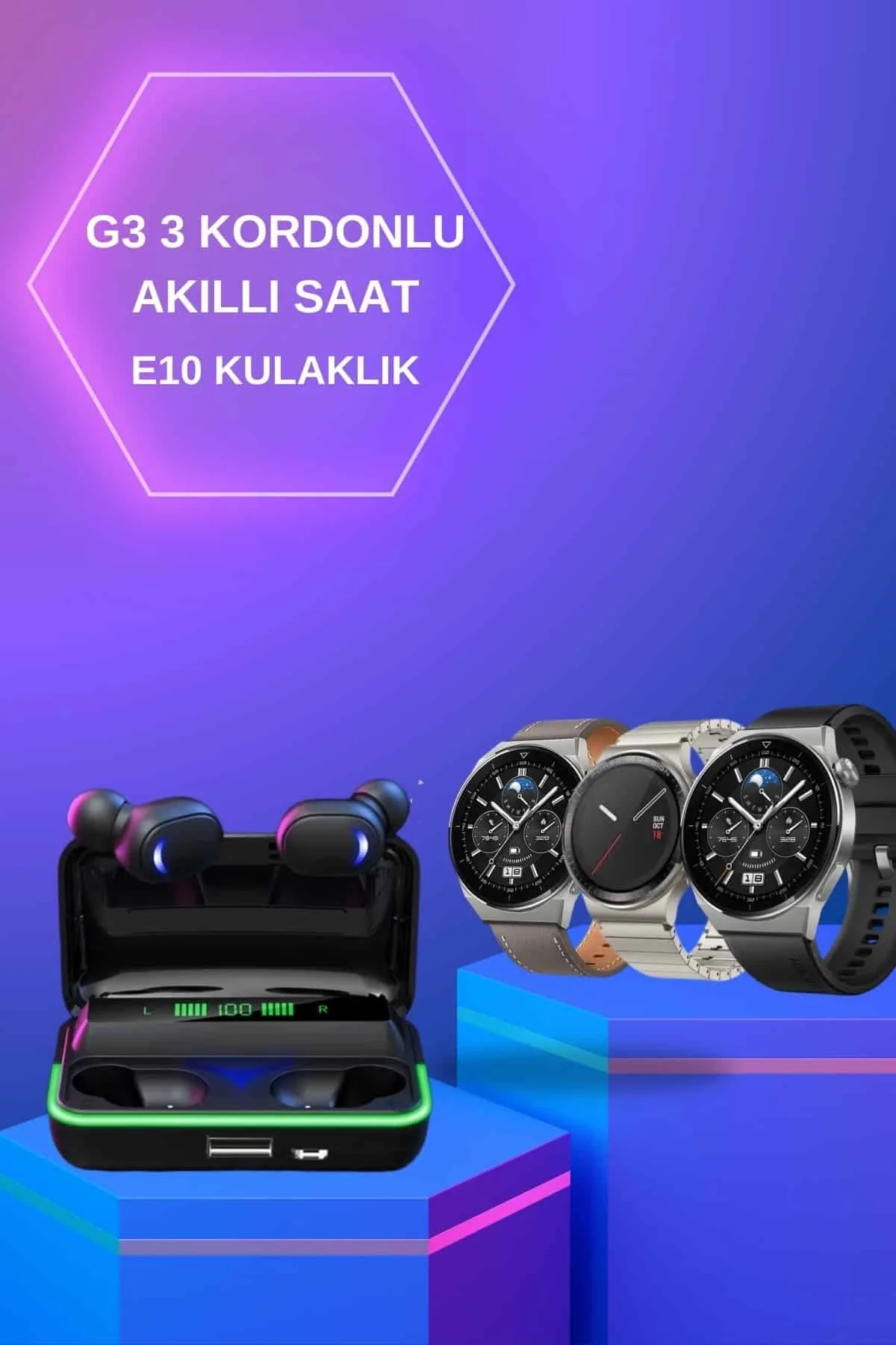 Mey İthalat® Yeni Nesil Akıllı Saat Ve Bluetooth Kulaklık Titreşi