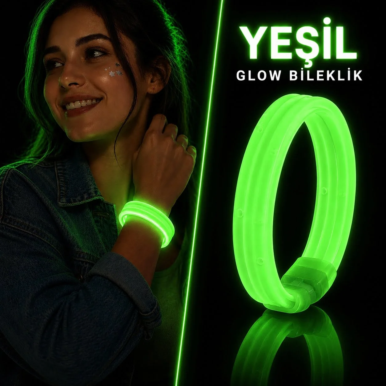 Mey İthalat® Yeşil Kalın Glow Bileklik – Kırılarak Yanan Parti ve