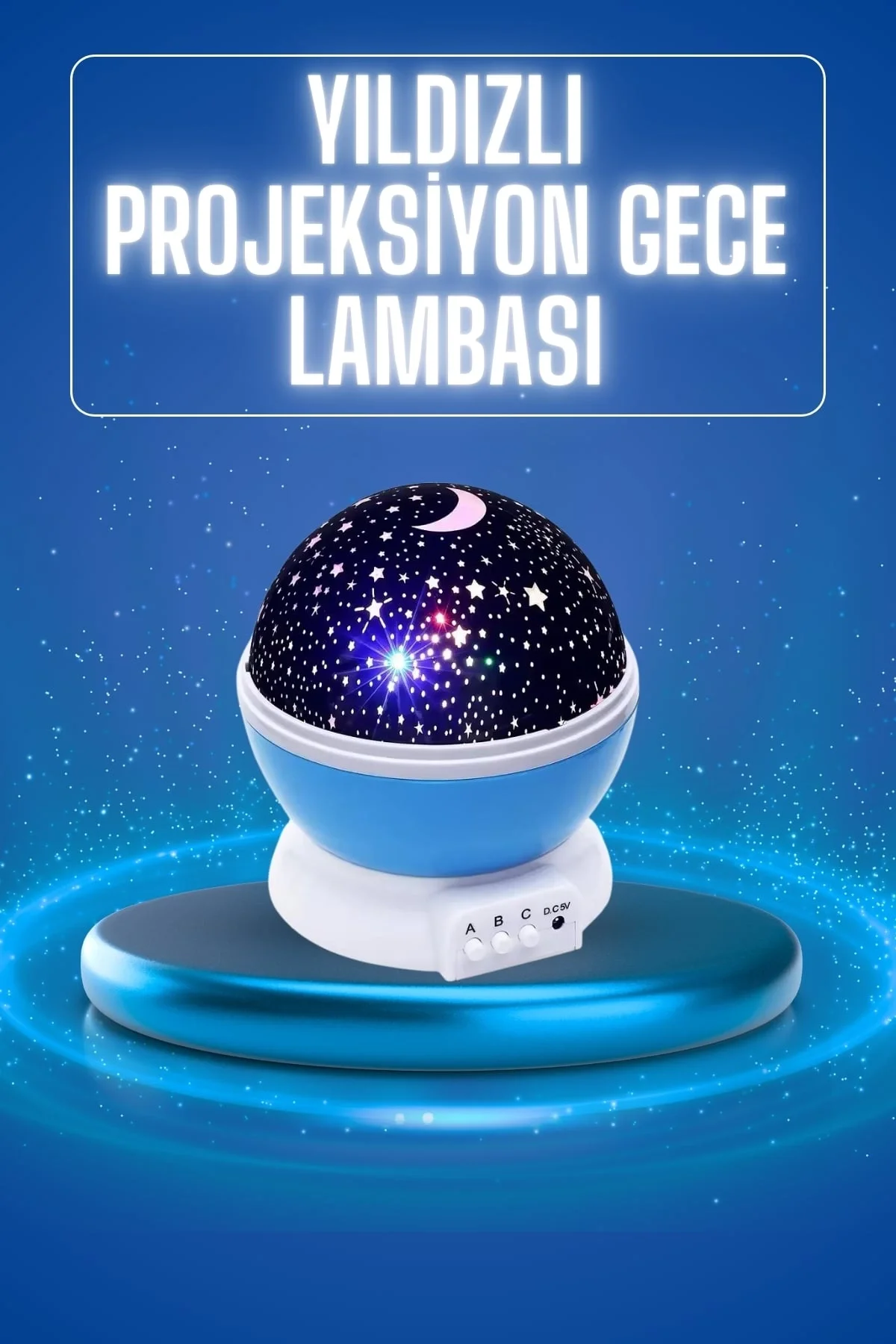 Mey İthalat® Yıldızlı Gece Lambası Mor Projeksiyon Görünümlü Masa