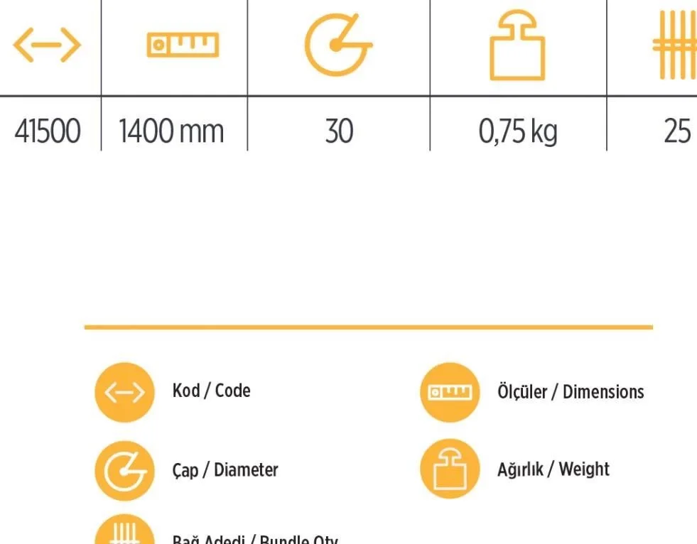 Mey İthalat® YKS 41500 Tırmık Sapı 140 cm