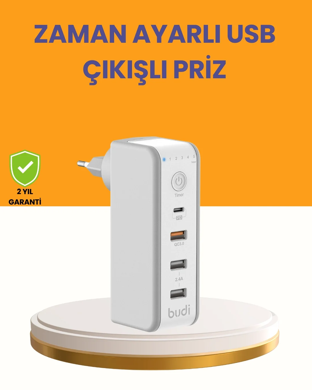 Mey İthalat® Zaman Kontrollü Şarj Cihazı 30W Hızlı Şarj ve Çoklu 
