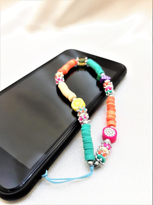 Tükkan Accessories Meyva Figürlü Fimo Taşli Mavi İpli Telefon Askisi Ve Charm-Tekask