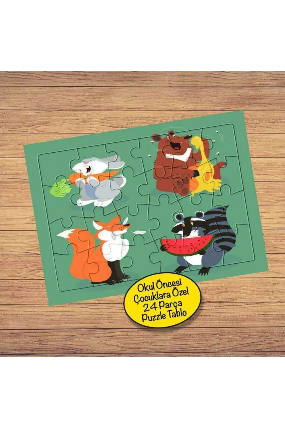 Meyve Yiyen Hayvanlar 24 Parça Çocuklara Özel Yapboz Tablo-6997