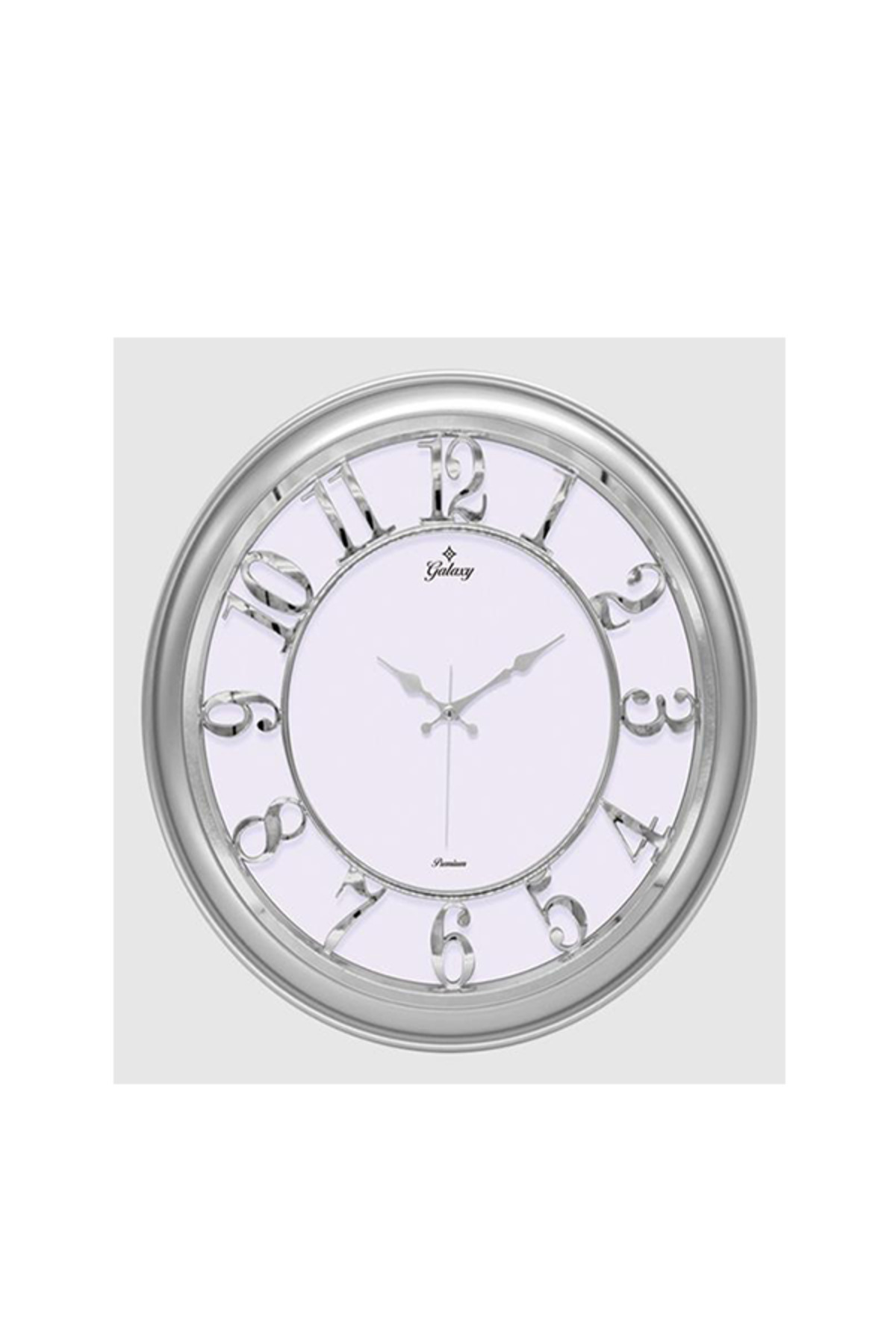 Galaxy (Mf-1965-Gk) Duvar Saati Gümüş Gri Çerçeveli İçi Beyaz 45Cm Kabar