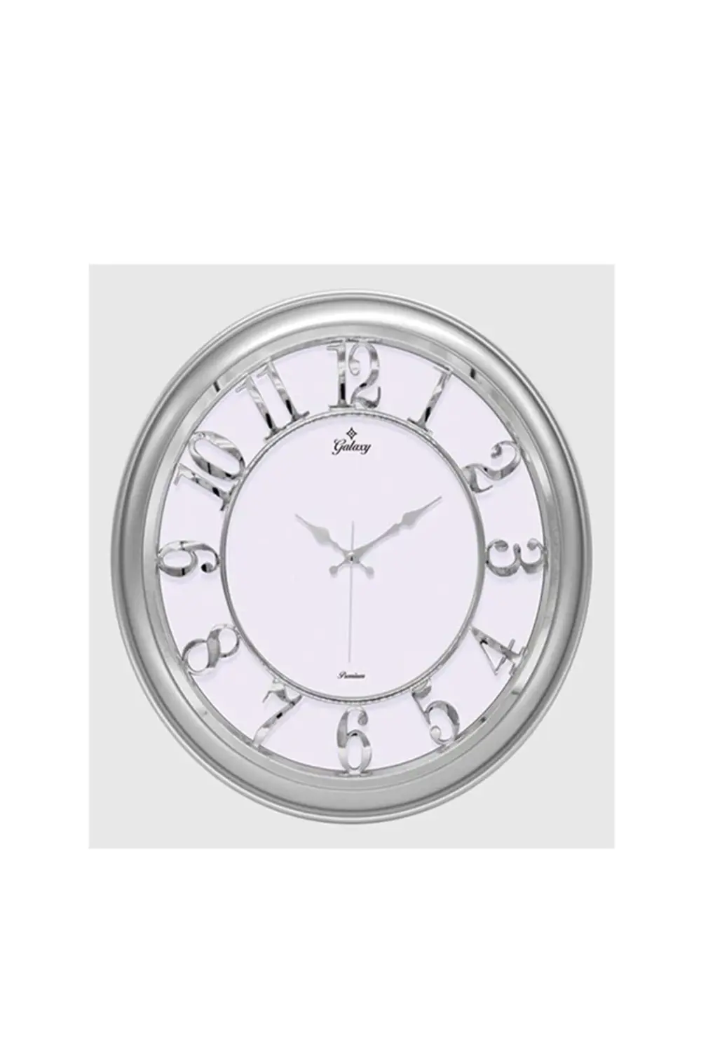 (MF-1965-GK) DUVAR SAATİ GÜMÜŞ GRİ ÇERÇEVELİ İÇİ BEYAZ 45CM KABAR