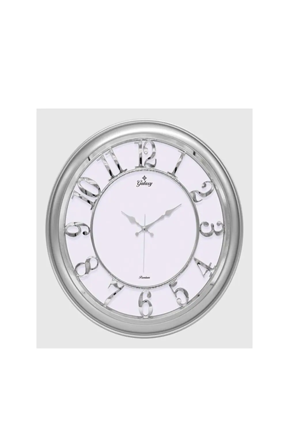 (MF-1965-GK) DUVAR SAATİ GÜMÜŞ GRİ ÇERÇEVELİ İÇİ BEYAZ 45CM KABAR