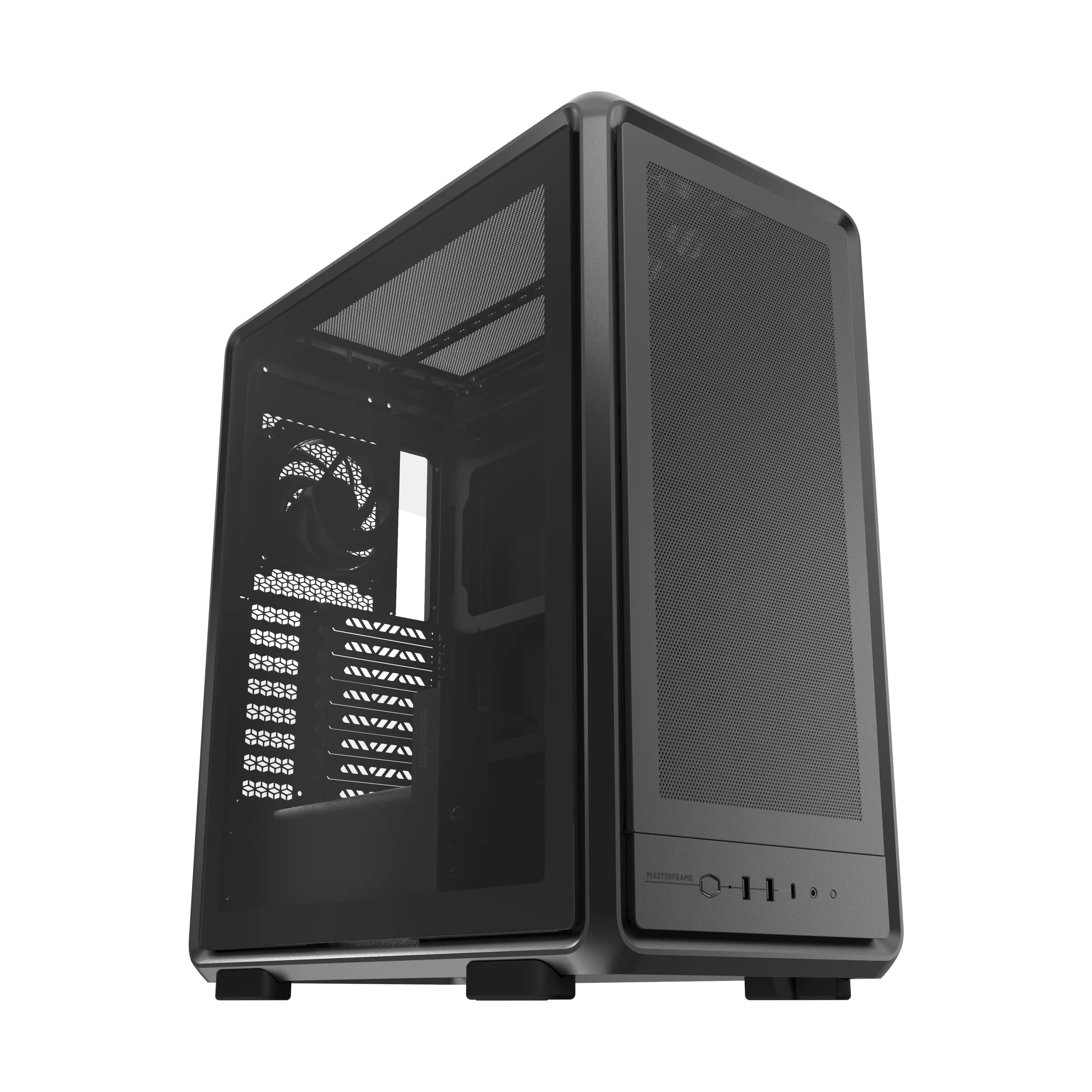 MF500M-KHNN-S01 MasterFrame 500 Mesh Siyah TG ARGB 2x200mm Fanlı, Back-Connect Alimunyum ATX Kasa