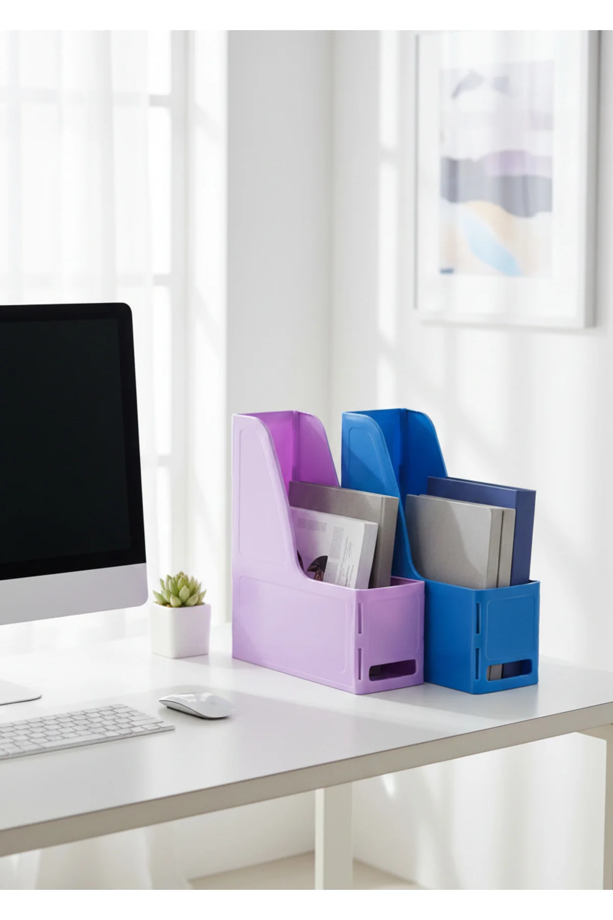 MG 101 2'Lİ SET A4 DEMONTE PLASTİK DİKEY MAGAZİNLİK KLASÖR ARŞİV KUTUSU ORGANİZER SAKLAMA DEPOLAMA