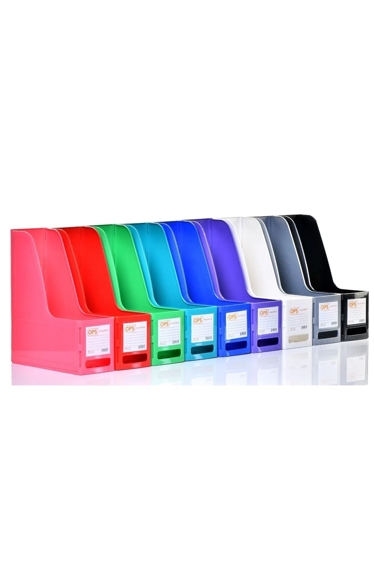 MG 101 9 FARKLI RENK A4 DEMONTE PLASTİK DİKEY MAGAZİNLİK KLASÖR ARŞİV KUTUSU ORGANİZER DEPOLAMA - Görsel 2
