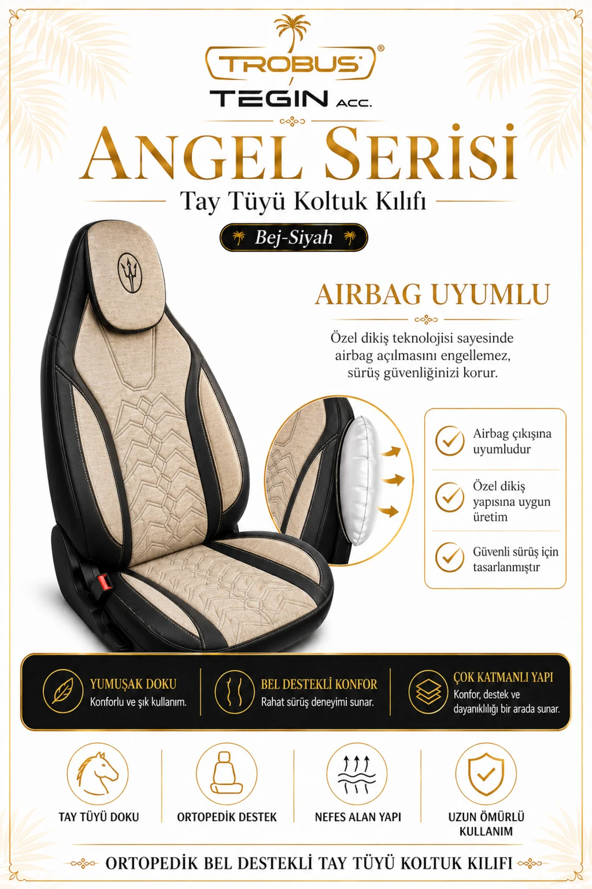 MG 4 2022 ve Sonrası Uyumlu Angel Serisi Tay Tüyü Koltuk Kılıfı Gri Siyah