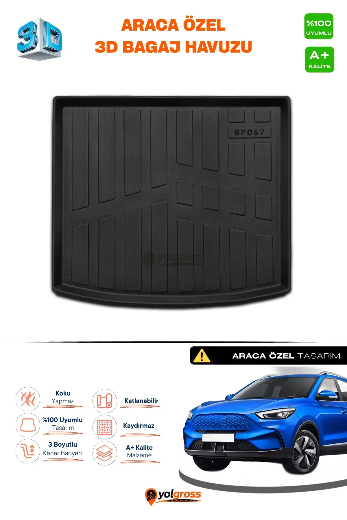MG ZS Elektrikli 3D Pro Bagaj Havuzu 2021-2024 A+ Kalite