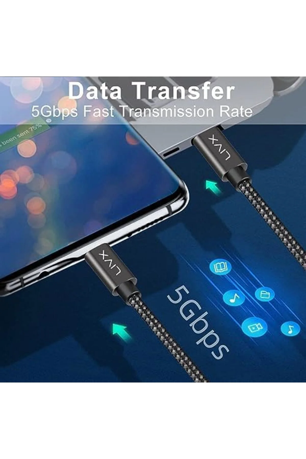 mhtshop 100W 5A Type C to Type C 3 Metre Hızlı Şarj ve Data Kablo