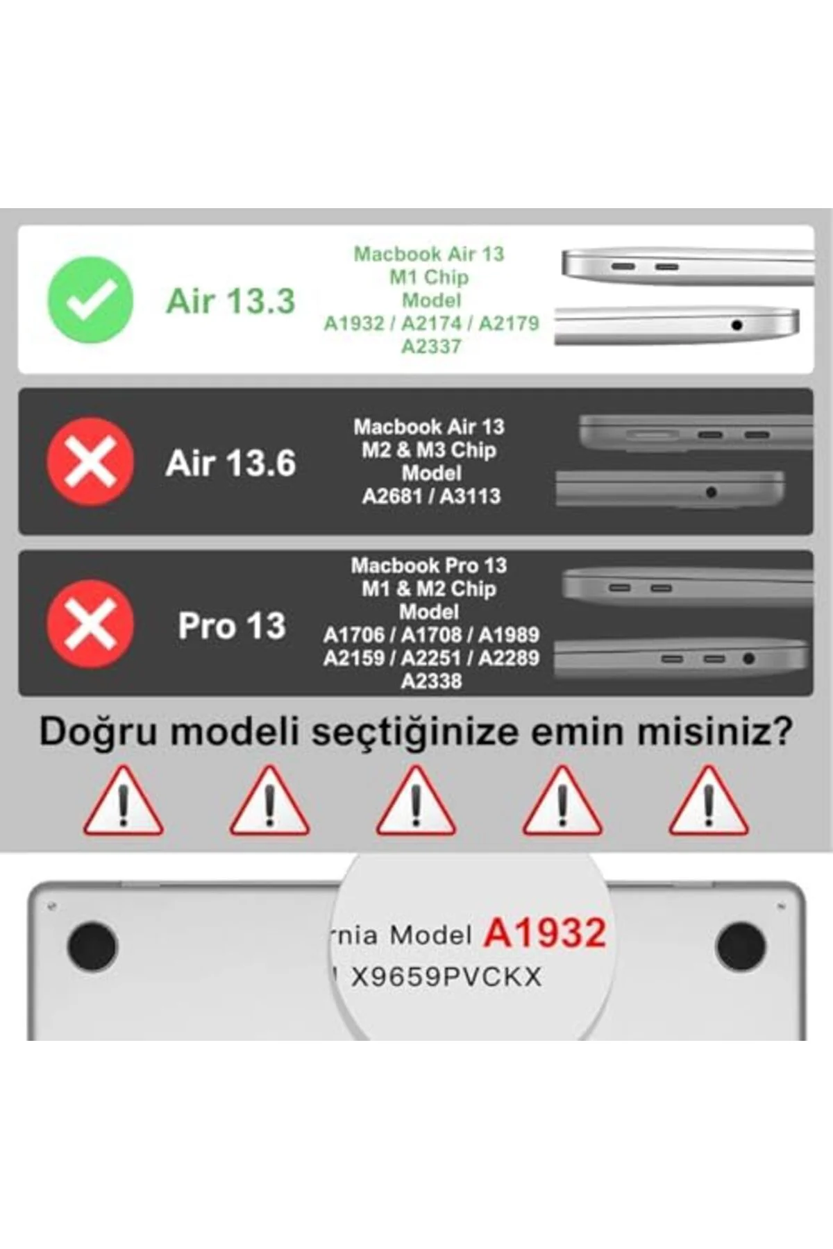 mhtshop Air 13.3" 2018-2022 Arası M1 Çip ile Uyumlu Şeffaf Dayanı