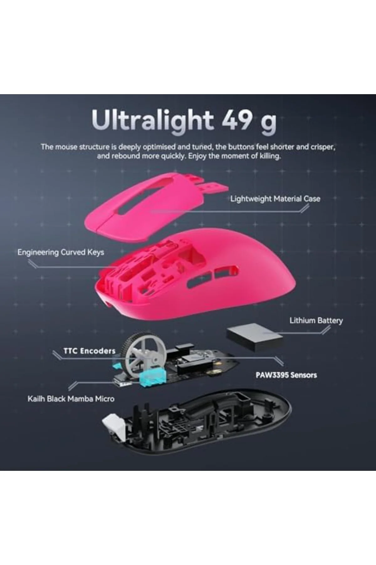 mhtshop ATTACK SHARK X3 Superlight Kablosuz Gaming Mouse – 49g Ul