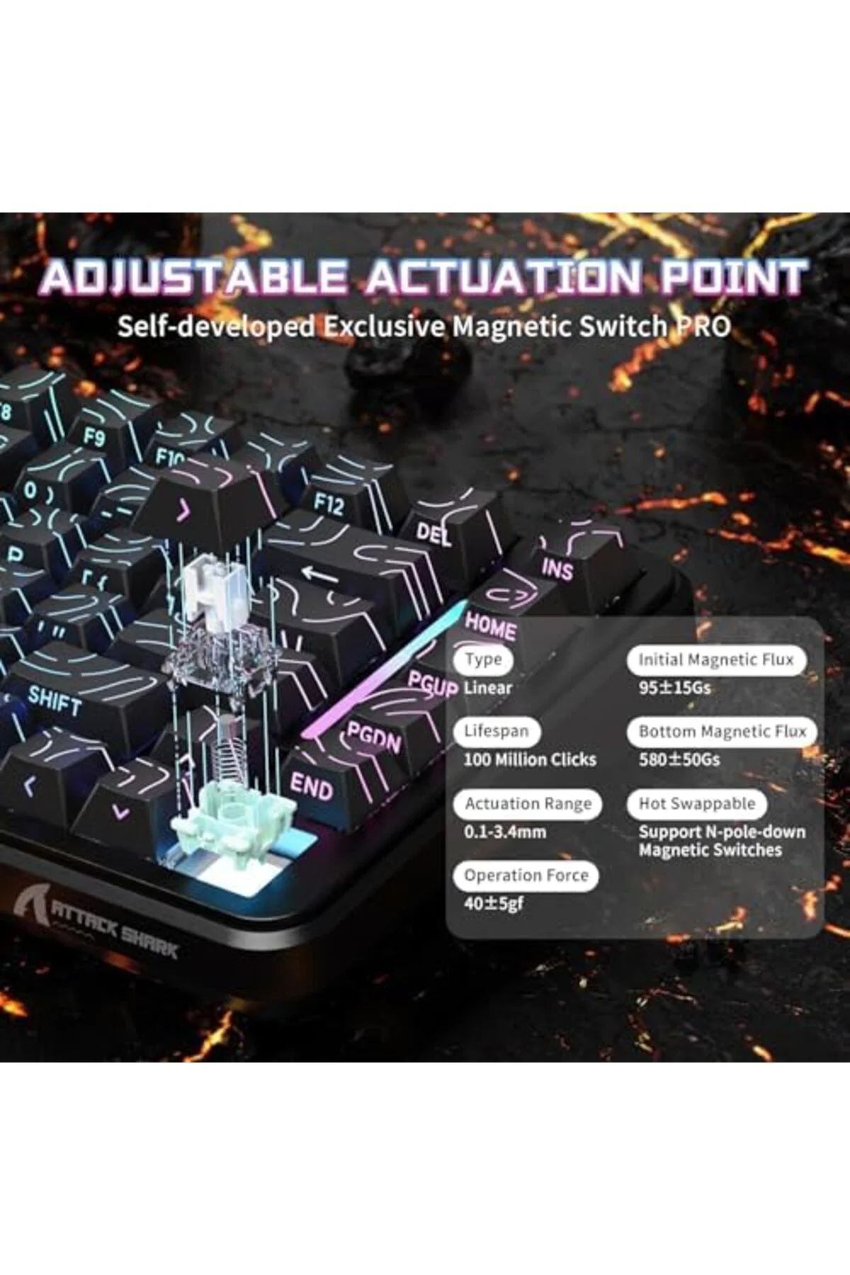 mhtshop ATTACK SHARK X82PRO HE 75% Kablosuz Gaming Klavye – Hall 