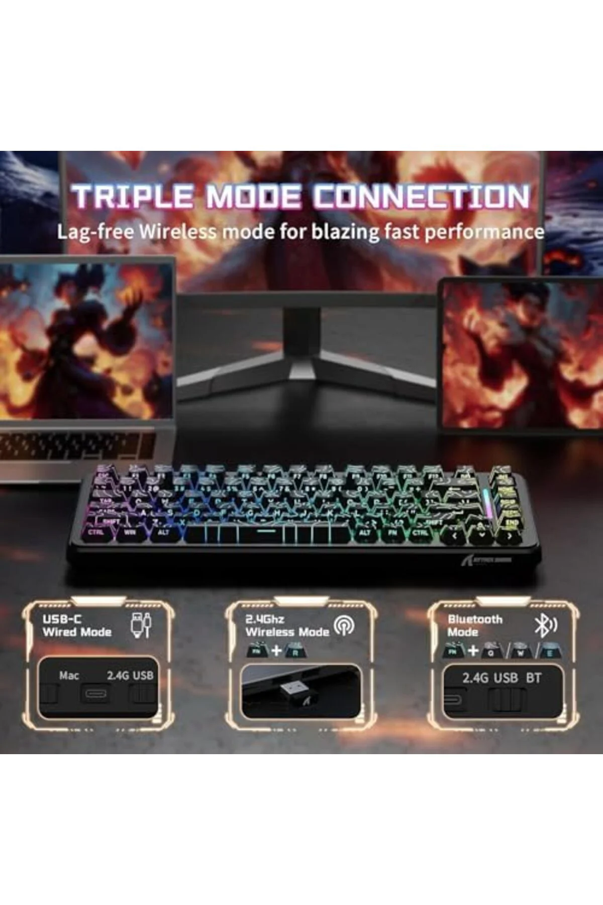 mhtshop ATTACK SHARK X82PRO HE 75% Kablosuz Gaming Klavye – Hall 