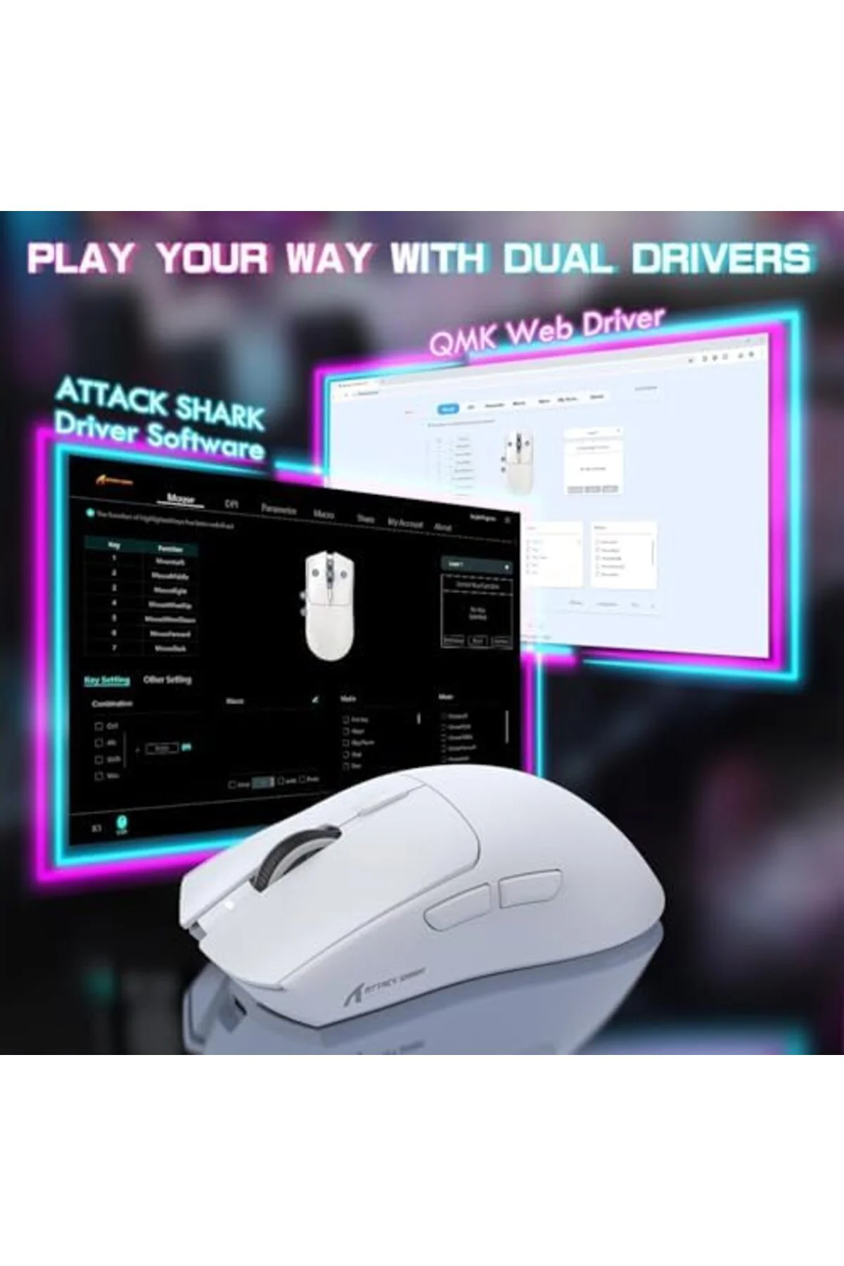 mhtshop ATTACK SHARK X1 Kablosuz Gaming Mouse – Dokunmatik RGB Şa