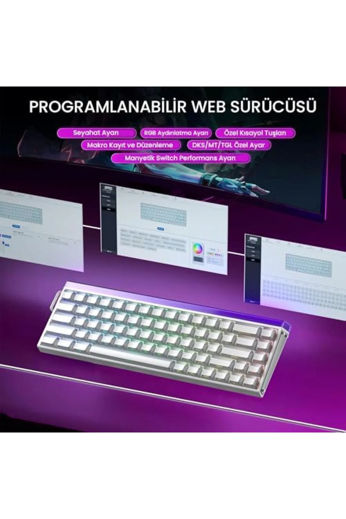 mhtshop Aula Hero 68 He Manyetik Klavye Trigger Jade Switch 8000H