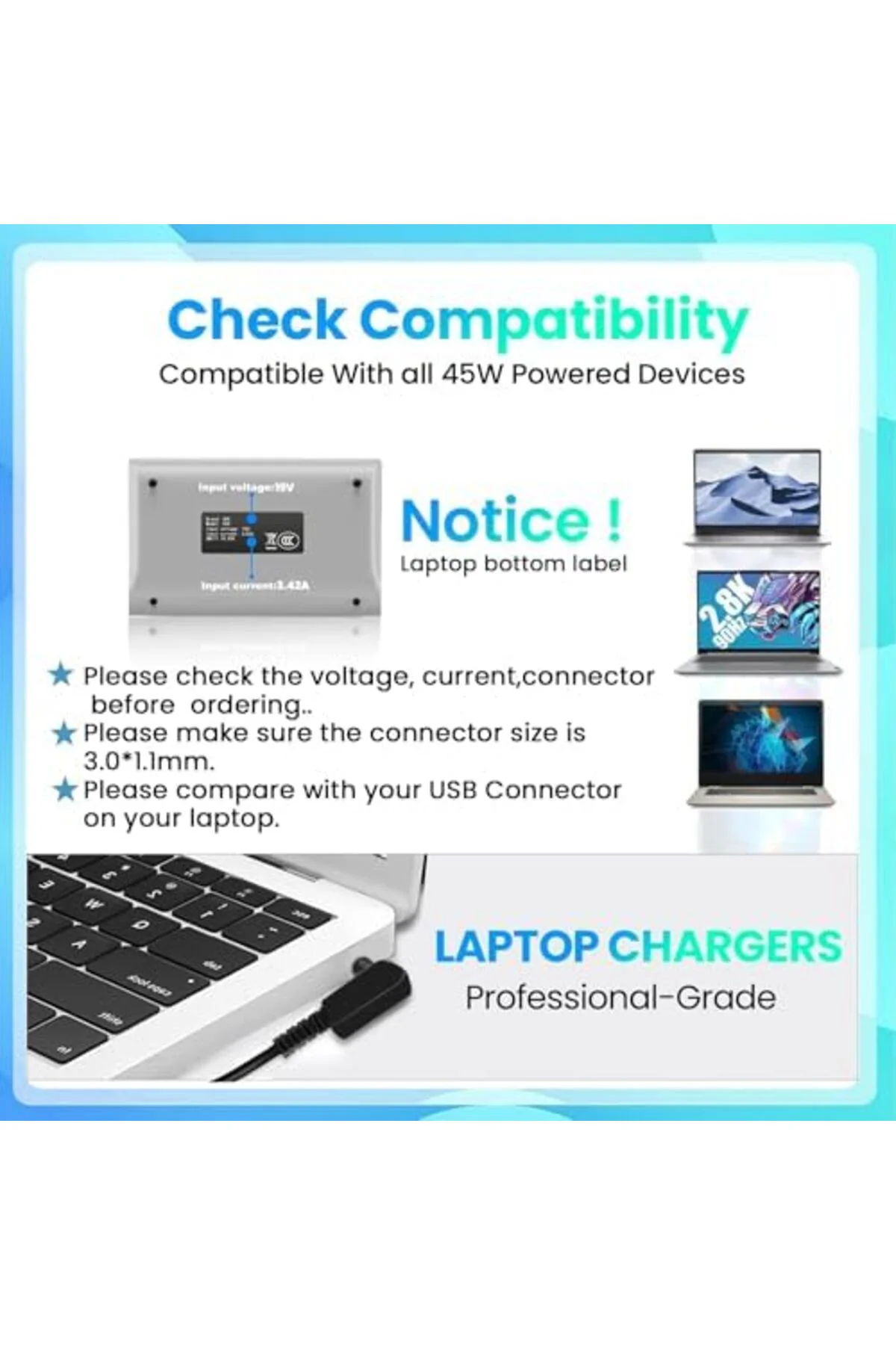 mhtshop Dizüstü bilgisayar için 45W güç adaptörü Acer Swift 3 SF3