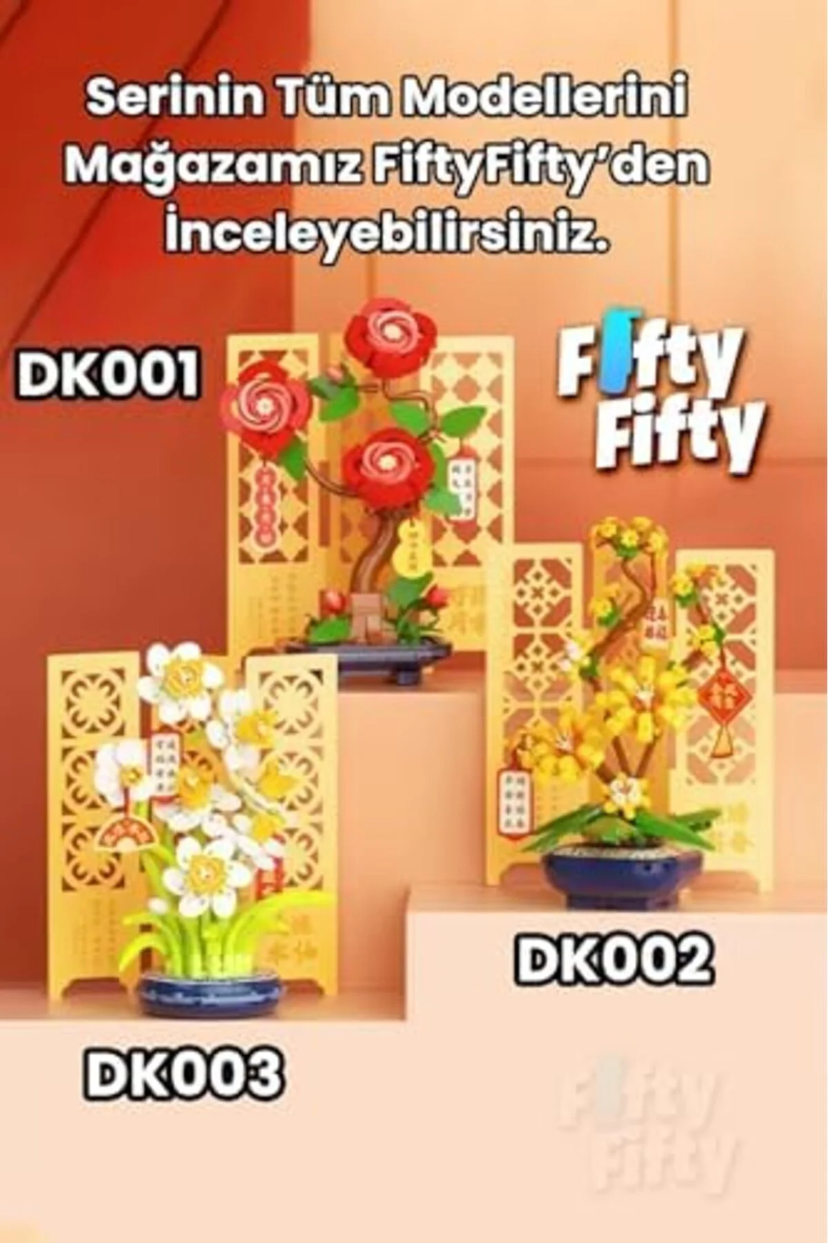 mhtshop JAKİ Plante Serisi Gül Modeli 262 Parça Oyucak Yapım Seti