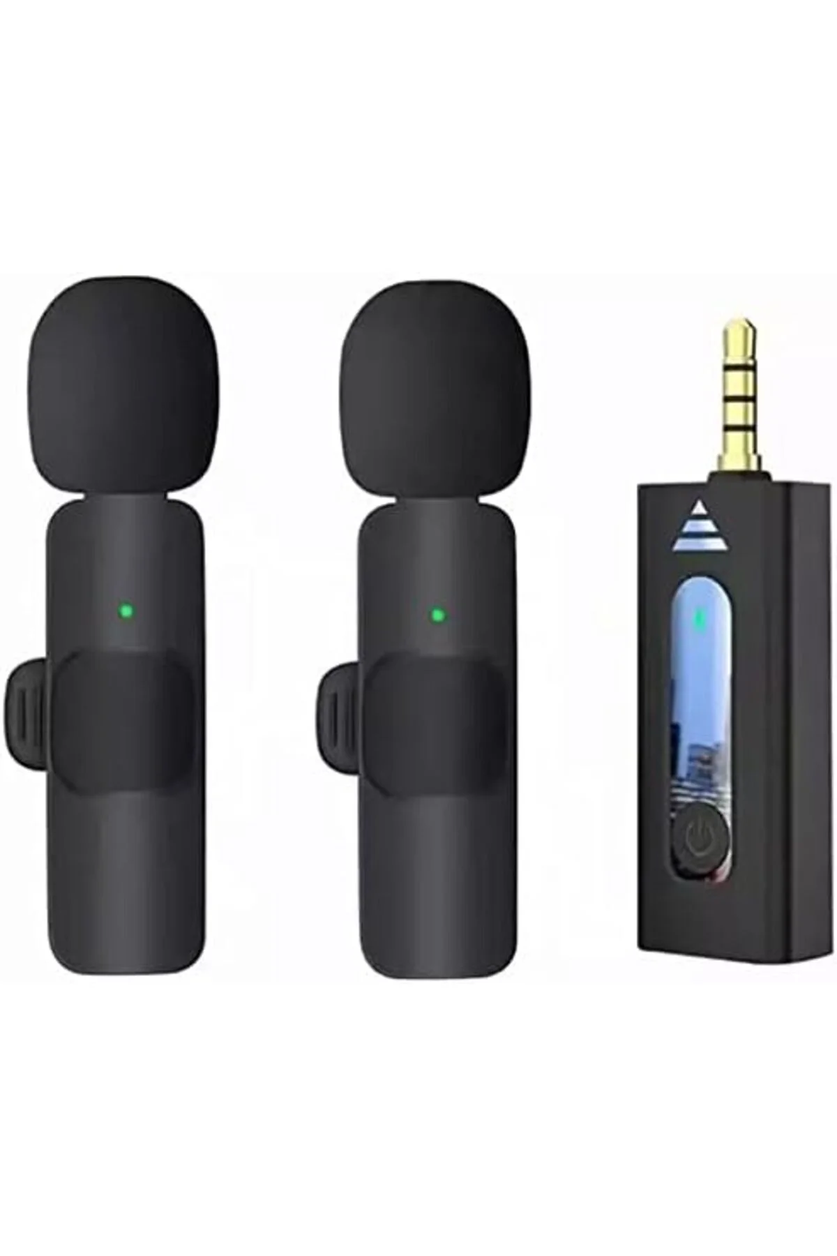 mhtshop Kablosuz Mikrofon İkili Yaka Mikrofonu 3.5mm Aux Girişli 
