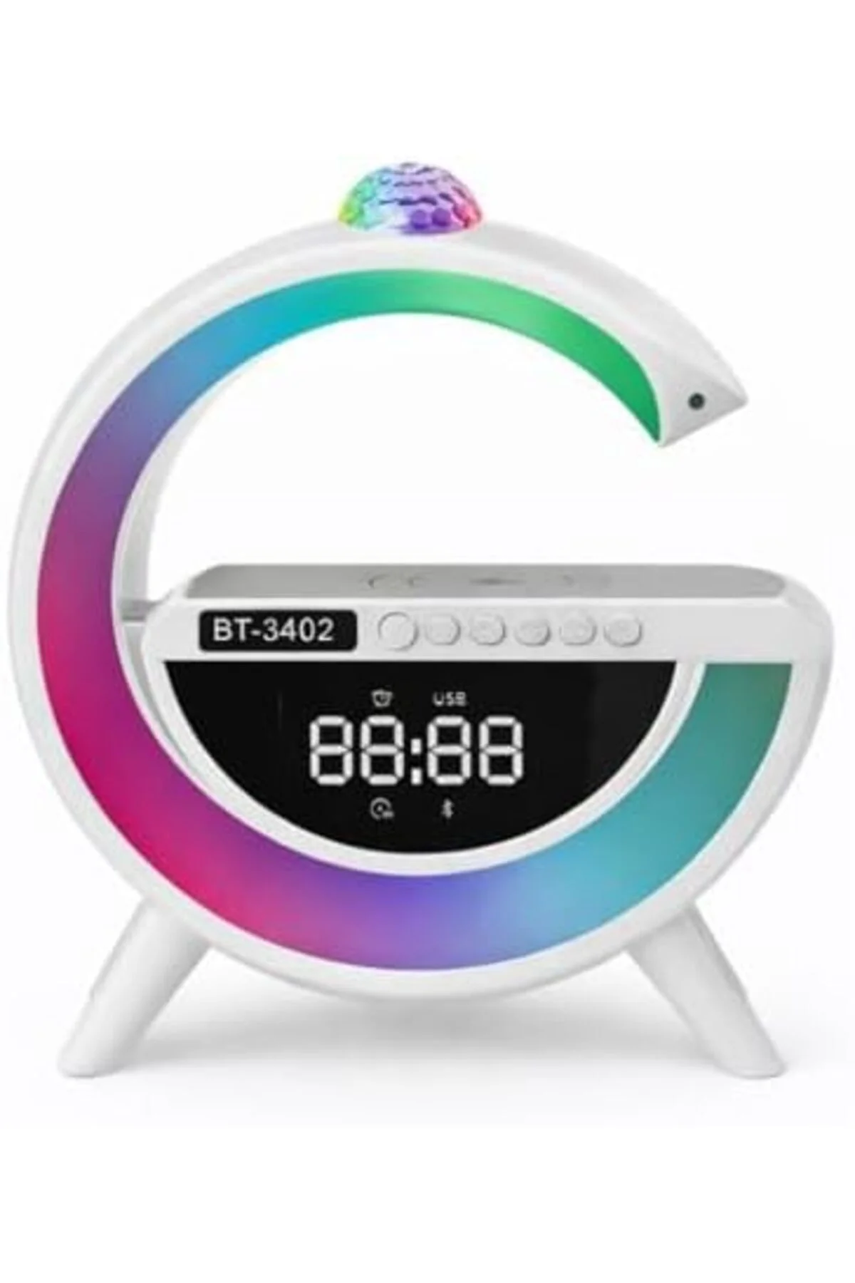 mhtshop LED Işıklı Kablosuz Şarjlı Bluetooth Hoparlörlü Alarm Saa