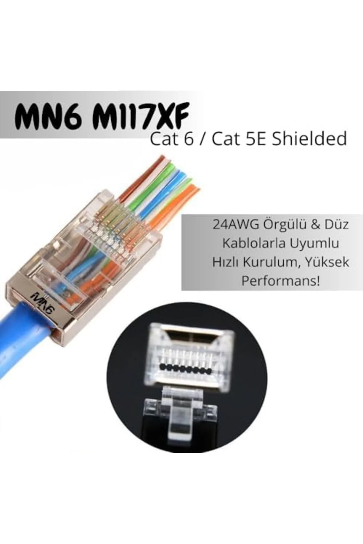mhtshop MN6 M117XF Cat6 jack/35 Adet-Metal EZ/Yeni Nesil rj45 cat