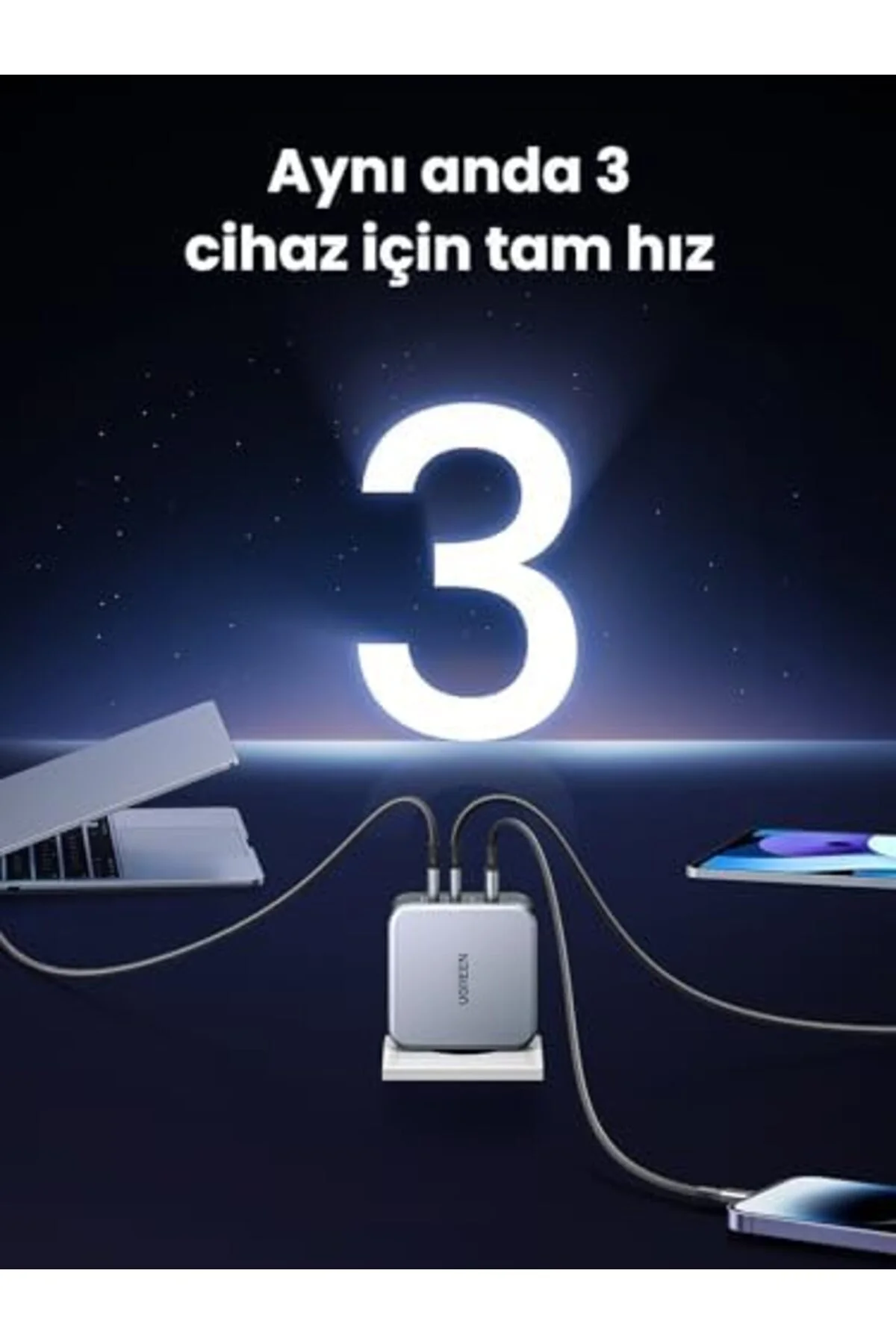 mhtshop Nexode 140W USB Type-C QC 4.0 PD 3.1 GaN 3 Portlu Hızlı Ş